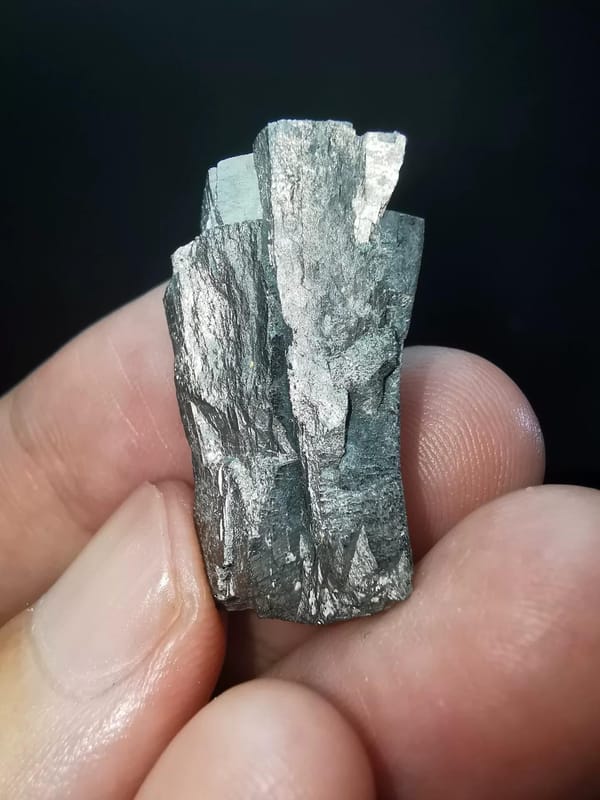 Columnar Silver Metallic Mineral Crystal Cluster, natural mineral specimen, photo 4 of 4