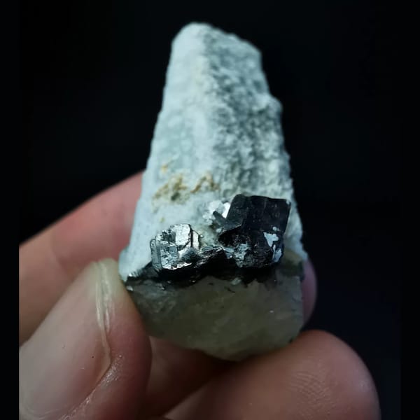 Quartz candle crystal with sphalerite and arsenopyrite, natural mineral specimen, photo 1 of 3