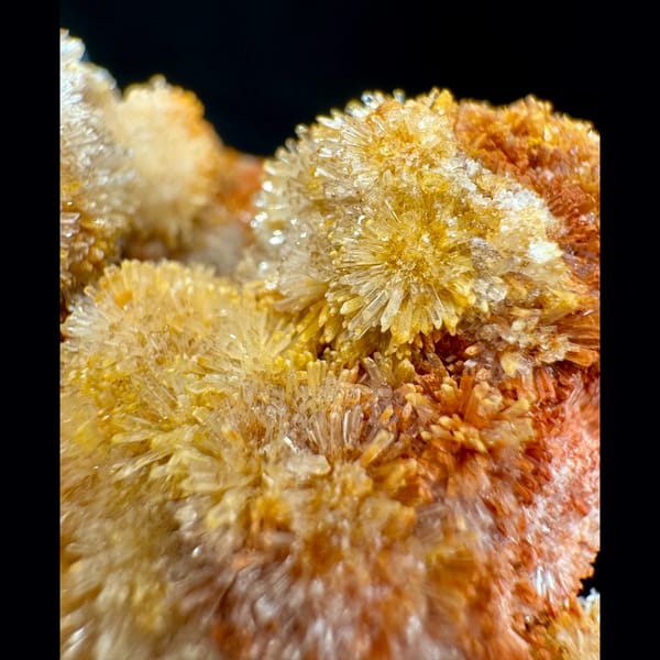 Orange and White Creedite Cluster 7.0 cm — detail view