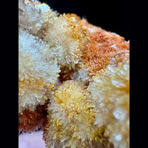 Orange and White Creedite Cluster 7.0 cm — detail view