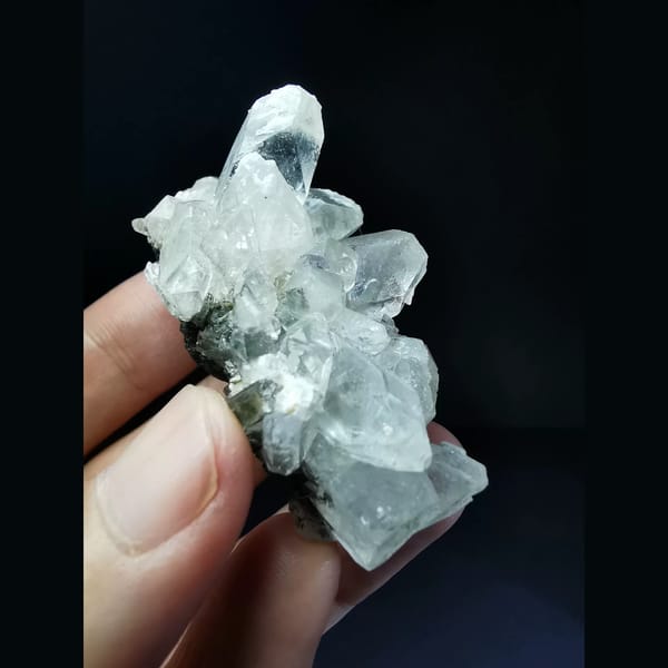 Glassy apophyllite crystal cluster — complete view