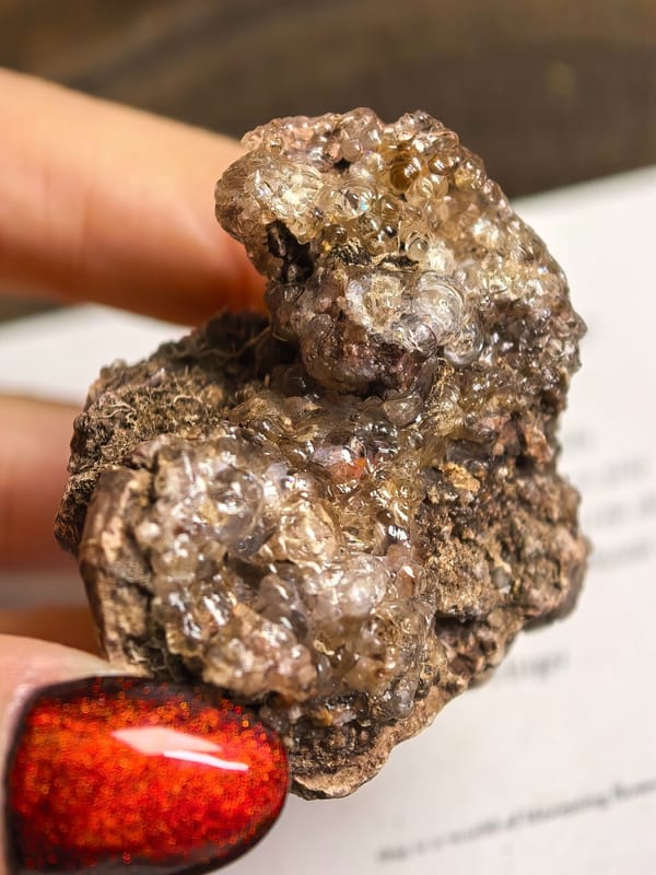 Fluorescent Botryoidal Hyalite Opal — Green UV Response — individual mineral specimen view 2