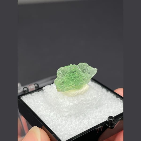Small translucent stepped green fluorite from Henan — alternate view