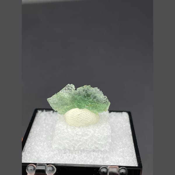 Small translucent stepped green fluorite from Henan — detail view