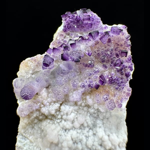 Purple Fluorite on White Matrix 7.0 cm — alternate view
