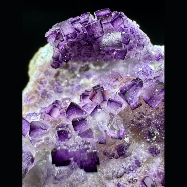 Purple Fluorite on White Matrix 7.0 cm — alternate view