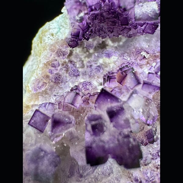 Purple Fluorite on White Matrix 7.0 cm — detail view