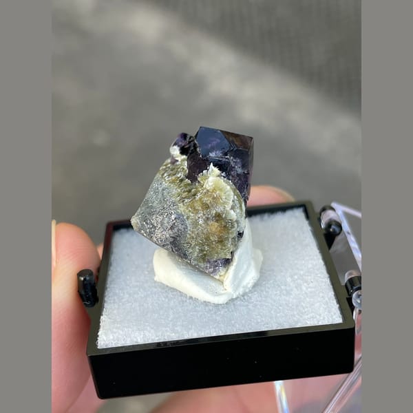 Dark purple fluorite with greenish mica from Inner Mongolia — alternate view
