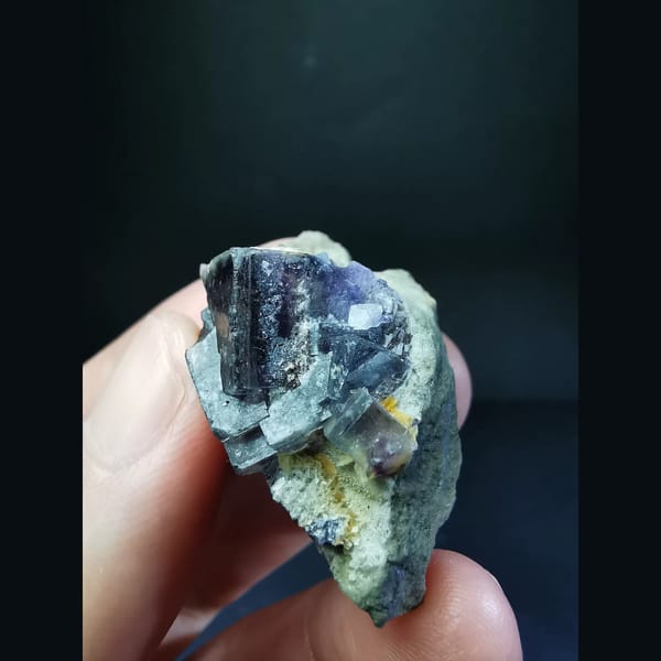 Purple-edged fluorite on matrix — alternate view