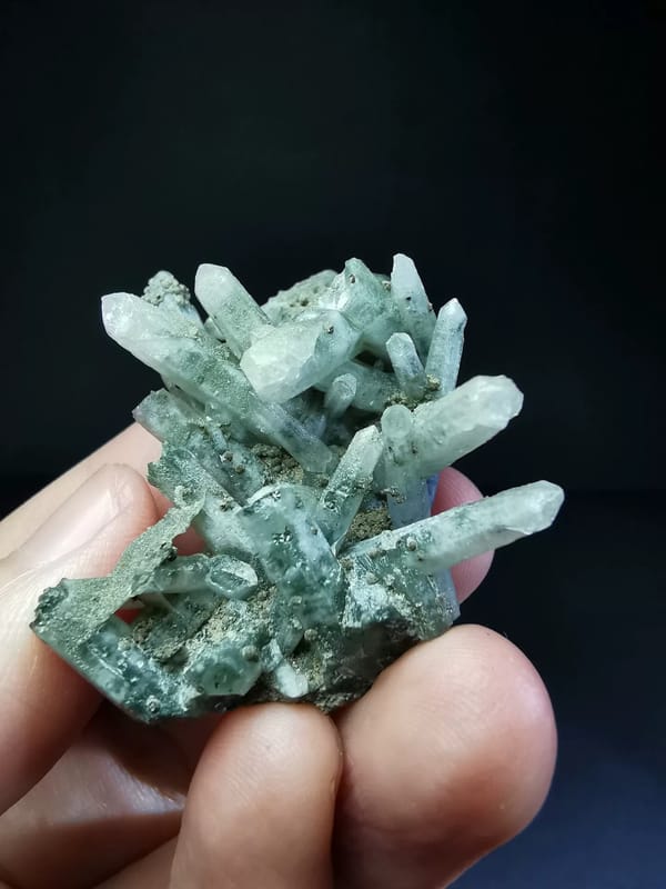 Intergrown pale quartz cluster — complete view 3 of the exact specimen