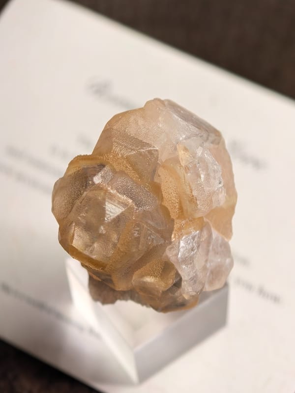 Peach Apophyllite Rosette on Druzy Quartz — individual mineral specimen view 2