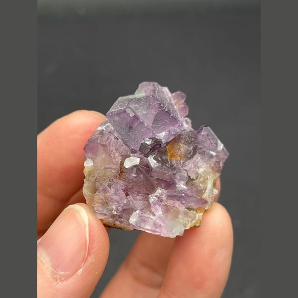 Lavender purple fluorite cube cluster from Zhejiang — alternate view