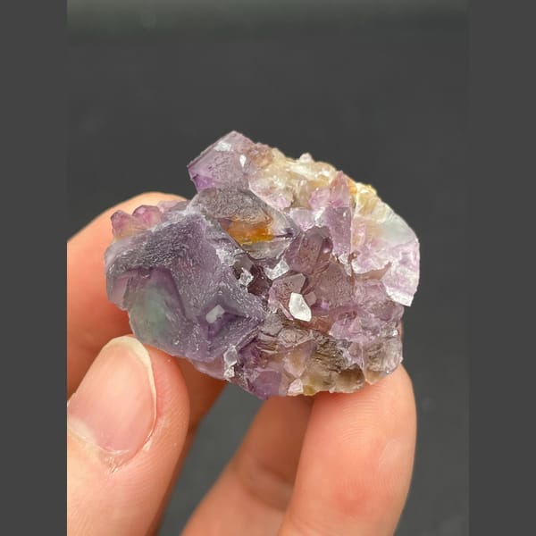 Lavender purple fluorite cube cluster from Zhejiang — detail view