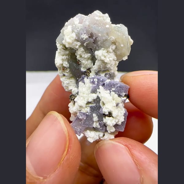 Fluorite with Apatite and Arsenopyrite Yaogangxian 3.2 cm — detail view