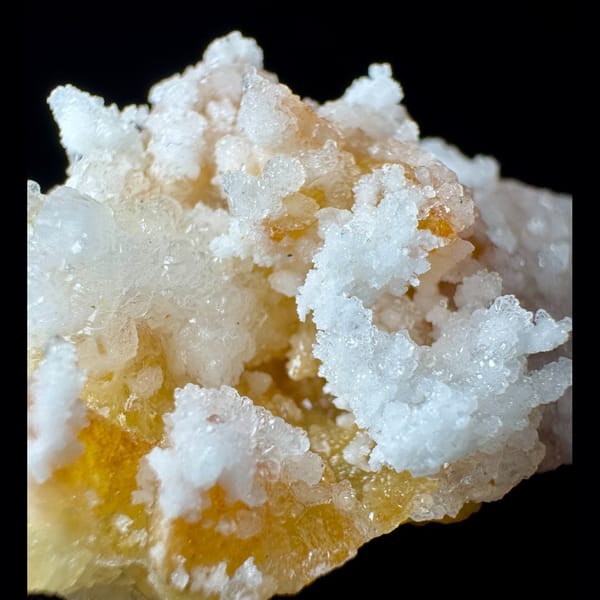 Yellow Fluorite with White Gypsum 7.0 cm — detail view