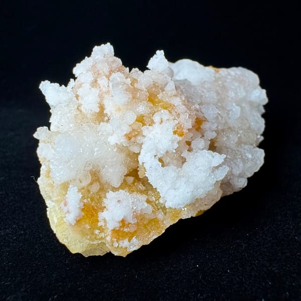 Yellow Fluorite with White Gypsum 7.0 cm — detail view