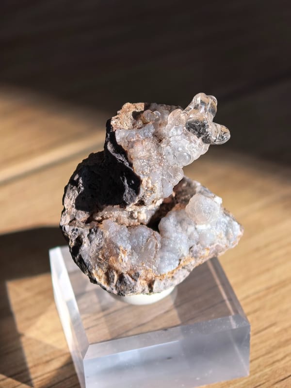 Botryoidal Hyalite Opal with Agate Pocket — individual mineral specimen view 1