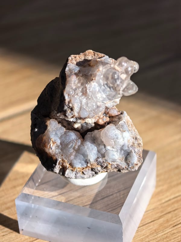 Botryoidal Hyalite Opal with Agate Pocket — individual mineral specimen view 2