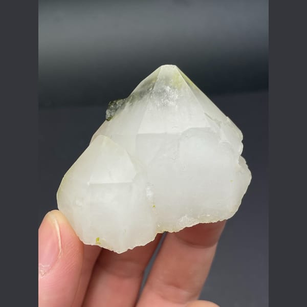 Milky quartz points with dark green epidote from Sichuan — alternate view