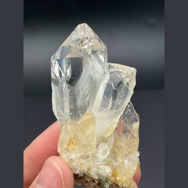 Bright clear quartz cluster from Sichuan — complete view