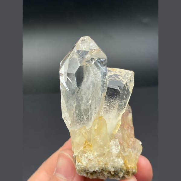 Bright clear quartz cluster from Sichuan — detail view