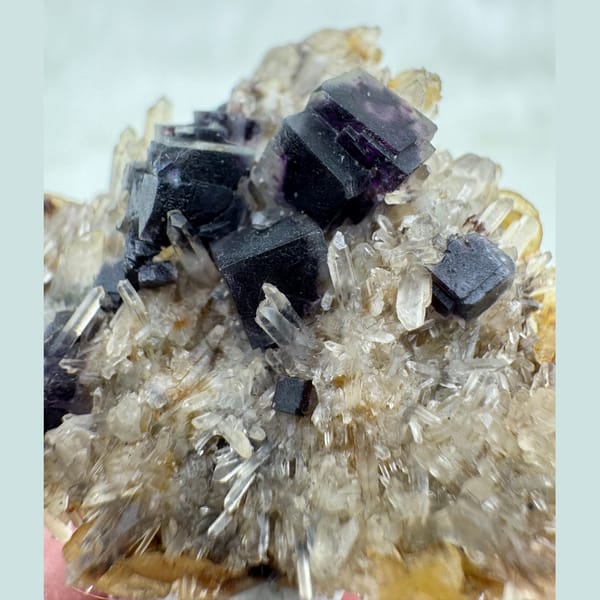 Deep Purple Fluorite with Quartz 5.0 cm — alternate view