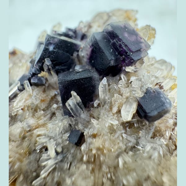 Deep Purple Fluorite with Quartz 5.0 cm — alternate view