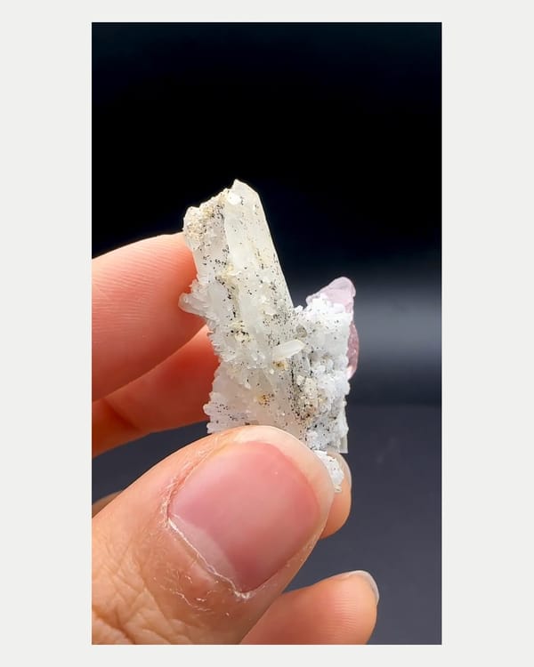 Complete opposite face of translucent pink apatite