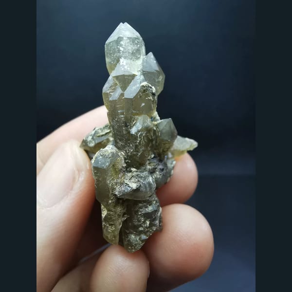 Smoky quartz crystal cluster — alternate view