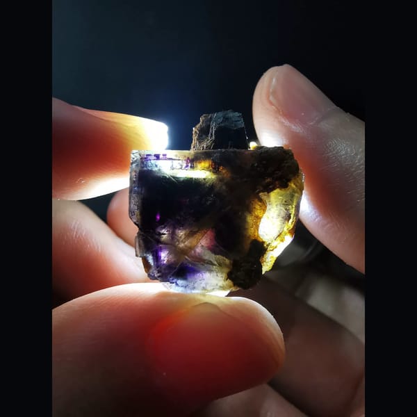 Blue-purple fluorite with pyrrhotite — alternate view