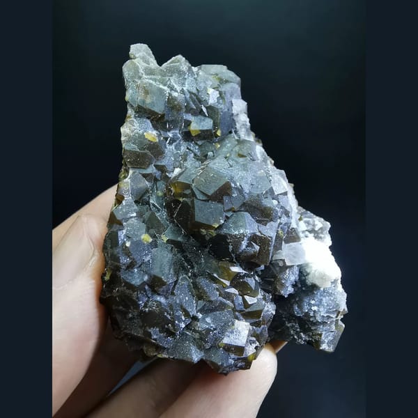 Sugary garnet with quartz crystals — alternate view