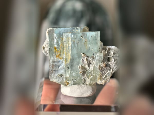 Pakistan Aquamarine with Mica 45 g, Etched Blue Beryl Mineral Specimen — complete view