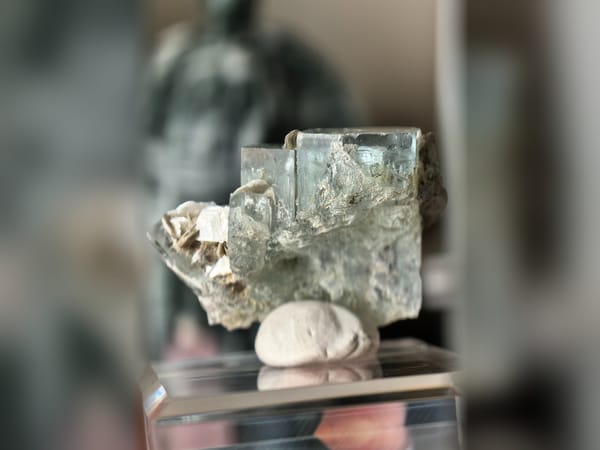 Pakistan Aquamarine with Mica 45 g, Etched Blue Beryl Mineral Specimen — alternate view
