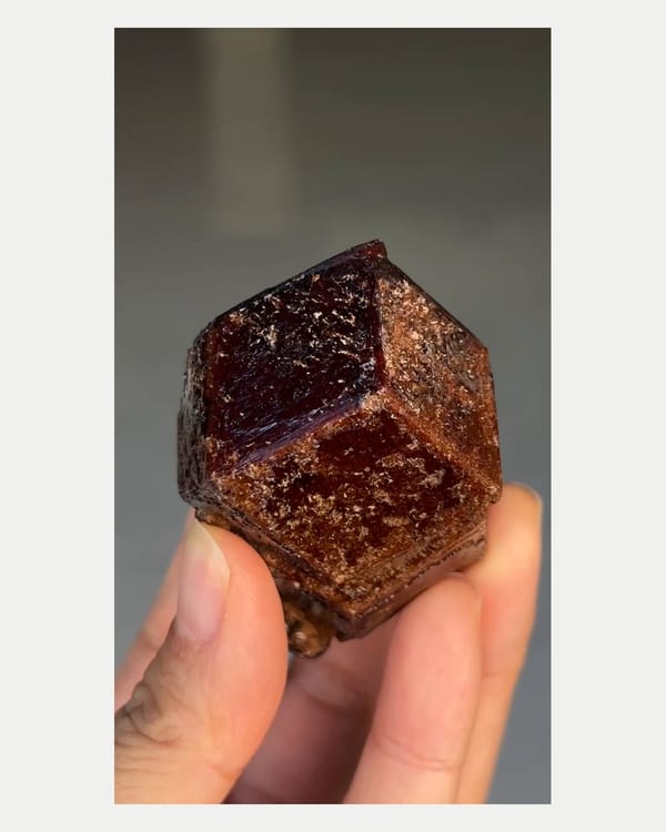 Complete front view of large andradite garnet crystal