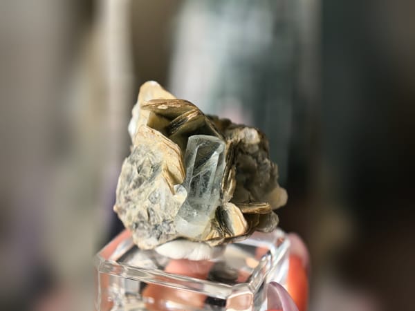 Pakistan Aquamarine with Golden Mica 22.9 g, Beryl Matrix Mineral Specimen — alternate view