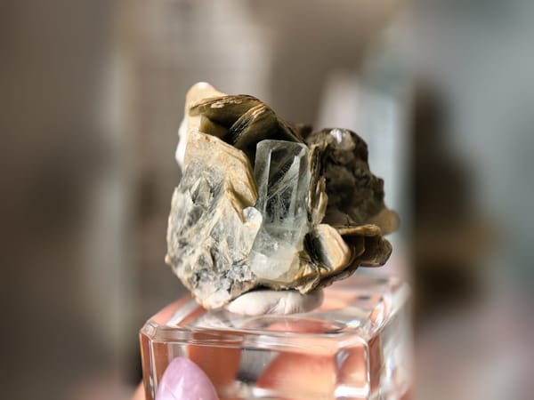 Pakistan Aquamarine with Golden Mica 22.9 g, Beryl Matrix Mineral Specimen — alternate view