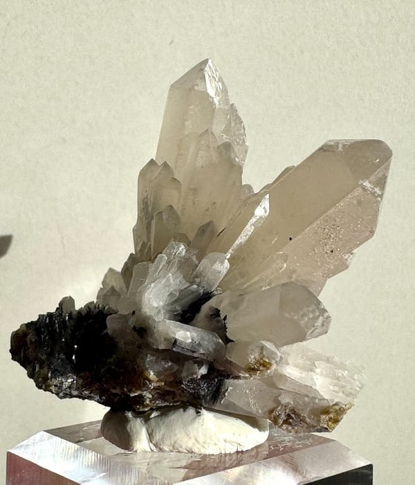 Quartz with Specular Hematite & Andradite — East Ujimqin — rear profile