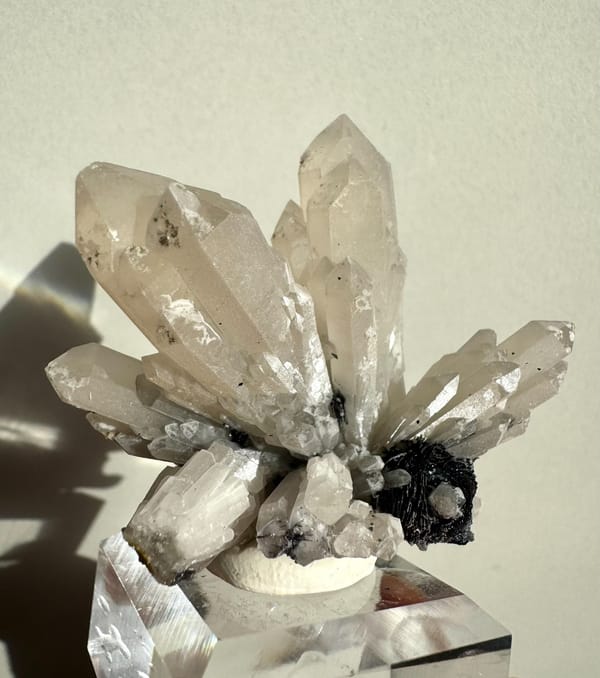 Quartz with Specular Hematite & Andradite — East Ujimqin — side profile