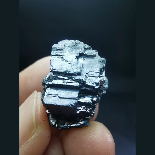 Blocky metallic galena crystal — complete view