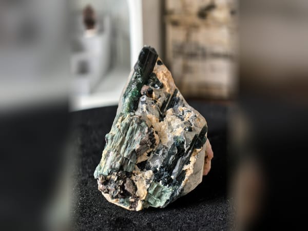 Brazil Green and Pink Tourmaline on Quartz 438.2 g Mineral Display Specimen — complete view