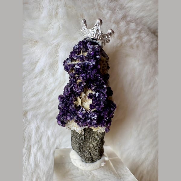 Quartz with Purple Fluorite and Calcite Inner Mongolia 5.0 cm — complete view