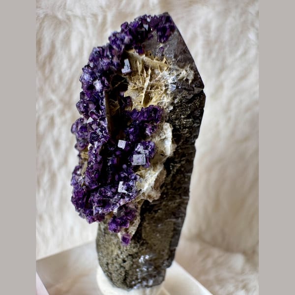 Quartz with Purple Fluorite and Calcite Inner Mongolia 5.0 cm — alternate view