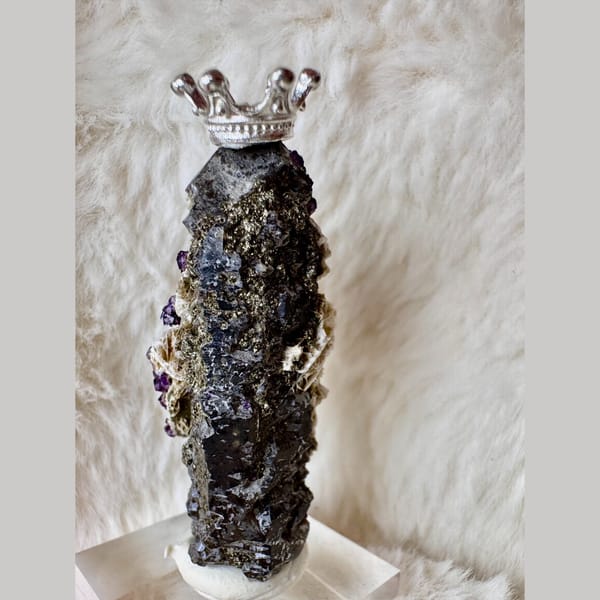 Quartz with Purple Fluorite and Calcite Inner Mongolia 5.0 cm — alternate view