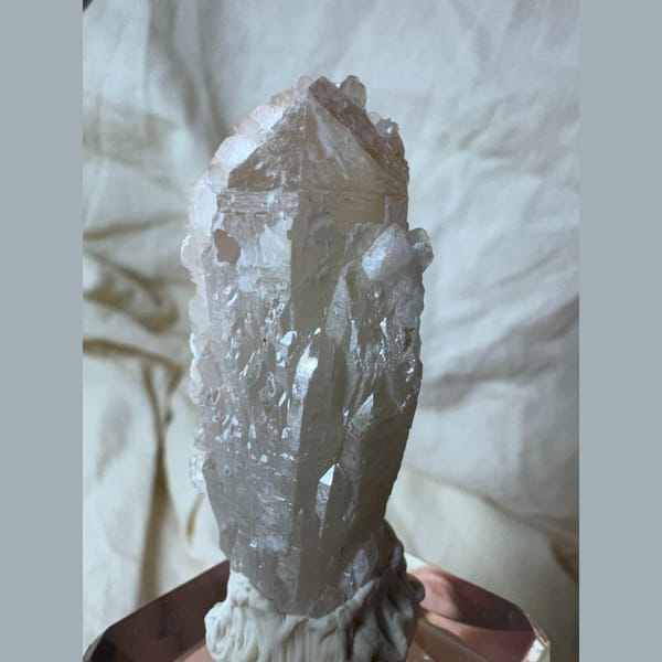 Pink Quartz with Calcite Inner Mongolia 5.6 cm — detail view