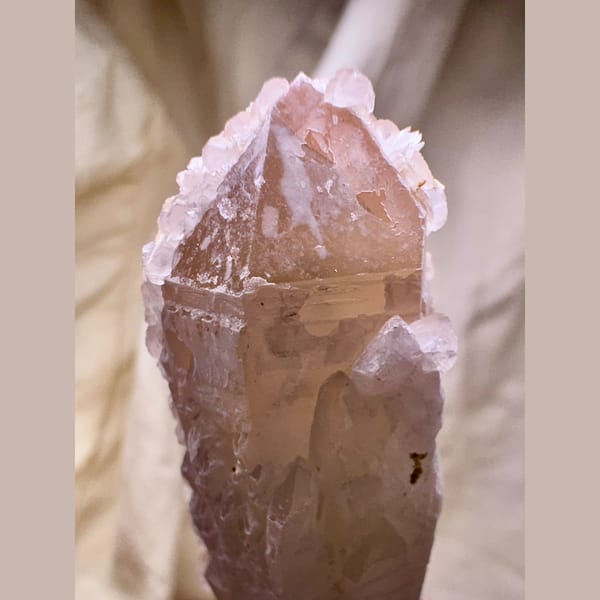 Pink Quartz with Calcite Inner Mongolia 5.6 cm — detail view