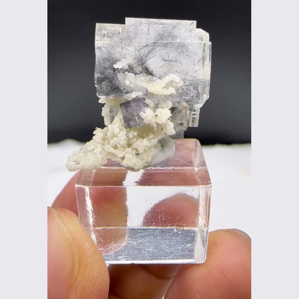 Clear Fluorite with Jamesonite Yaogangxian 2.1 cm — complete view