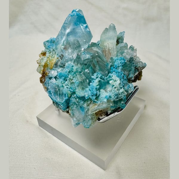 Gypsum with Blue Cyanotrichite 6.0 cm — alternate view