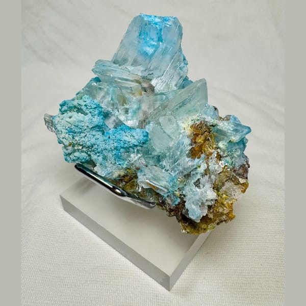 Gypsum with Blue Cyanotrichite 6.0 cm — alternate view