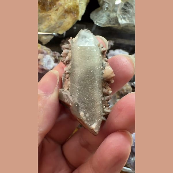 Small Quartz with Calcite Inner Mongolia 4.0 cm — alternate view
