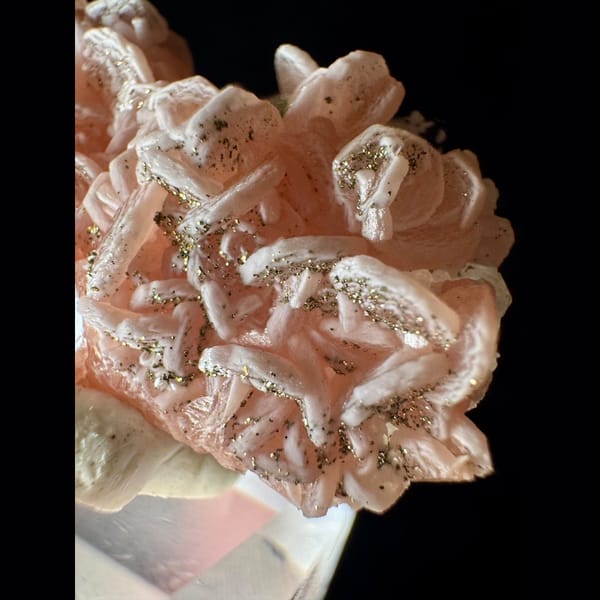 Pink Rhodochrosite with Quartz and Pyrite 4.3 cm — alternate view